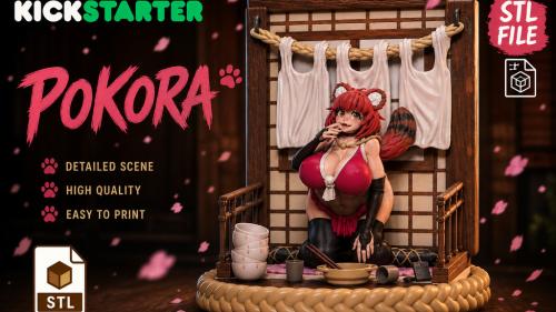POKORA Fluffy Temptation – Diorama STL Collection kemonokko