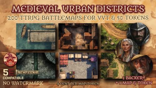 Medieval Urban Districts - TTRPG Battlemaps