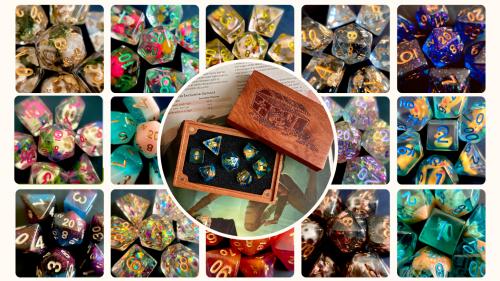 Ocean Adventure Polyhedral Dice by Adventurers Woodworks