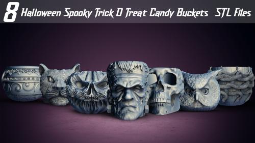 Halloween Spooky Trick O Treat Candy Buckets - STL Files