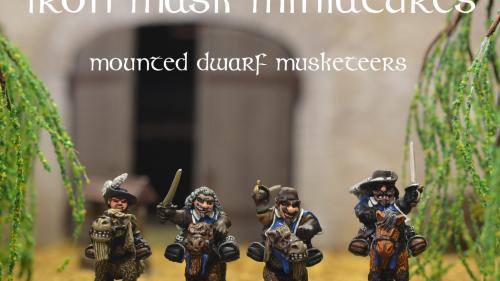 Iron Mask Miniatures Mounted Dwarf Musketeers