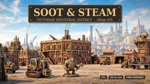 Soot & Steam: Victorian Industrial Terrain | 28mm STL