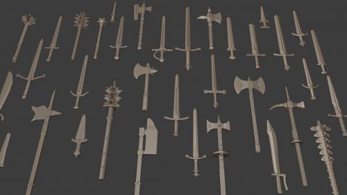 100+ European Medieval/Renaissance Weapons STL Files