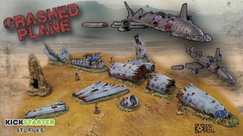 Crashed plane - STL printable scenery for wargames