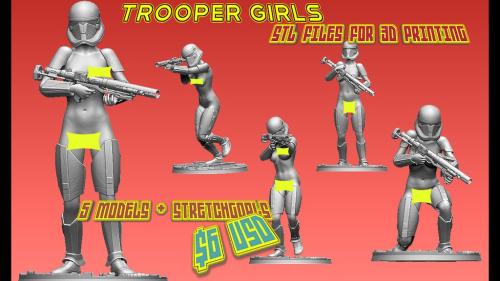 TROOPER GIRLS - STL FILES FOR 3D PRINTING -MINIS & FULL SIZE