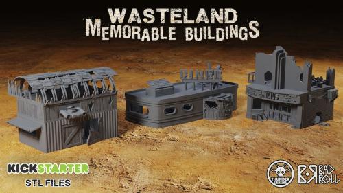 Wasteland memorable buildings. STL post-apocalyptic scenery.