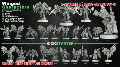 Angels Demons or Fairies - 20 modular STL characters for RPG