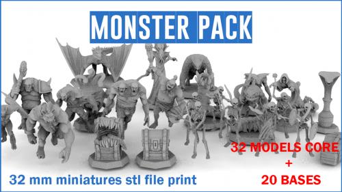 MONSTERS PACK stl files Boardgames miniatures.