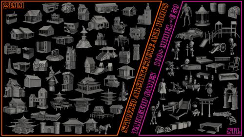 Stylized architecture and props | STL | 28mm | RPG |