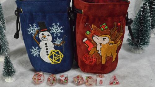 Make 100: Holiday Dice bags + Sharp Edge Dice Bundle.