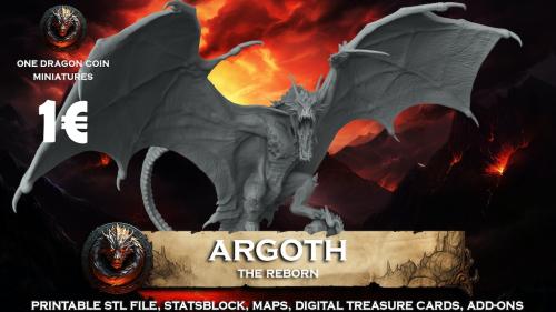 Argoth, the Reborn Dragon Miniature, Stl Model, Presupported
