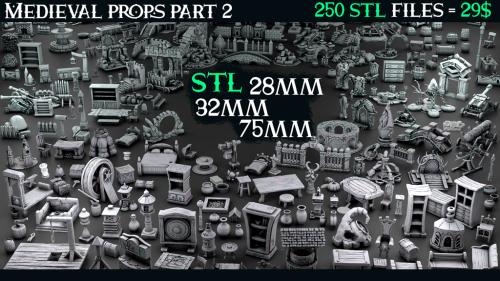 Medieval props part 2 | STL | 28mm |32mm |75mm