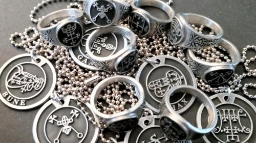 Goetia Demon pendants and rings all 72 Lesser Key of Solomon