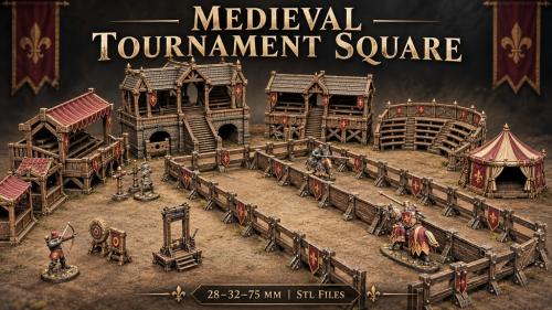 Medieval Tournament Square , STL, 28MM