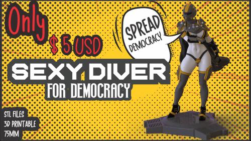 Sexy Diver - For Democracy. Female 3d Model STL wargames