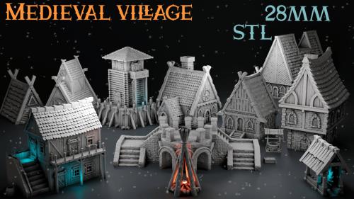 Medieval village - 3D STL Files, 28 MM