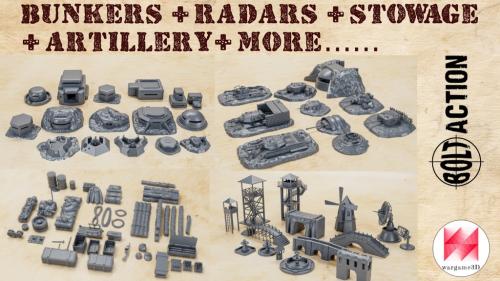 BOLT ACTION:Bunkers+Artillery, Dug-in tanks, Radars, Stowage