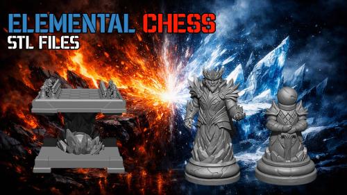 ELEMENTAL CHESS: FIRE vs ICE - STL FILES - 3D PRINTABLE