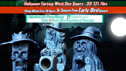 Halloween Fantasy Witch Dice Towers - 3D STL Files