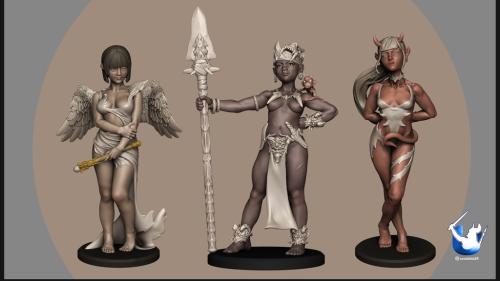 Fantasy Female figure characters for 3D printing STL