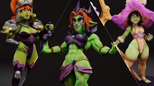 Queen Goblins Court: Female Pinup STL Files for 3D Printing