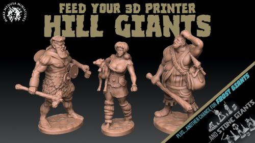 3d printable HILL GIANTS - sculpted by Medusa Minis 7 days!