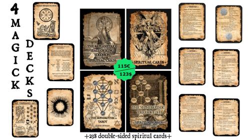 Set of 4 MAGICK DECKS for Tarot Readers and Lightworkers
