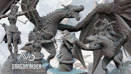 Dragon Rider - Tiefling and The Wyvern 3D Printable STL DnD