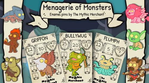 Menagerie of Monsters: Reroll Enamel Pins
