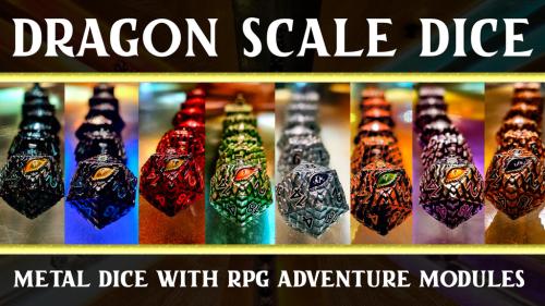 Dragon Scale Crafted Metal Dice and Micro Adventures for 5E