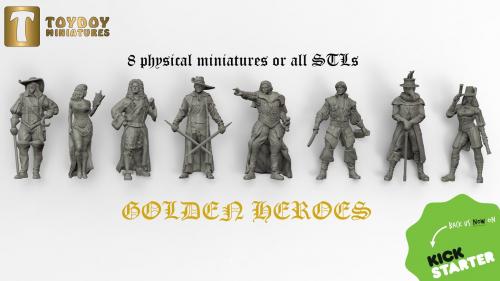 Golden Heroes STL and physical miniatures