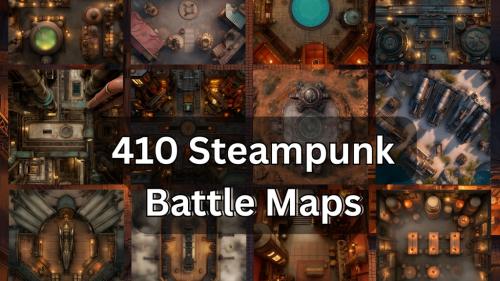 410 Steampunk Battle Maps - Square Format for VTT