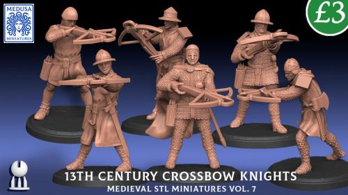 13th C. Medieval Crossbow Knights STL 3D printing