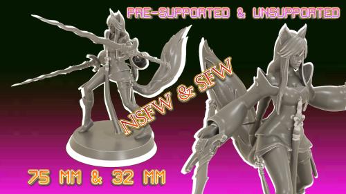Foxy Two Swords - NSFW & SFW - STLs Minis RPG Tabletop