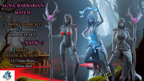 Agna: Sexy Barbarian Witch Pin-Up 3D Printing NSFW STL Minis