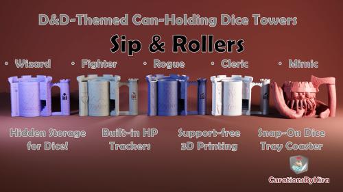 Sip & Rollers: 3D Printable Can-Holding Dice Towers