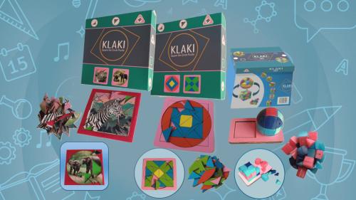 Klaki: math puzzle- square the circle with colorful shapes