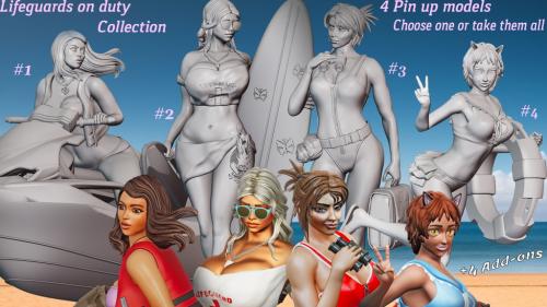 "Lifeguards on Duty" 4 Pin-Up models STL files (SFW, NSFW)