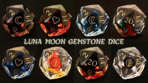 Luna Moon Diamond Cut Gemstone Dice