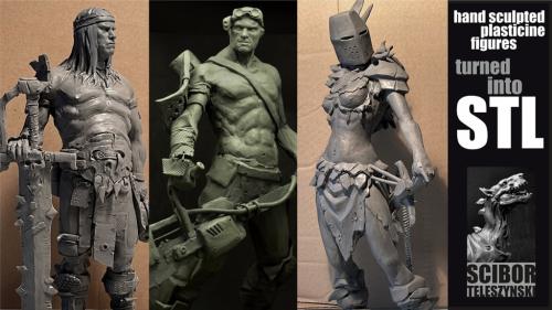 Hand sculpted figures turned into STL