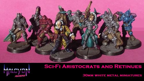 Sci-Fi Aristocrats and Retinue miniatures