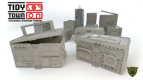Tidy Town - Modular stackable Sci-fi terrain hobby organizer