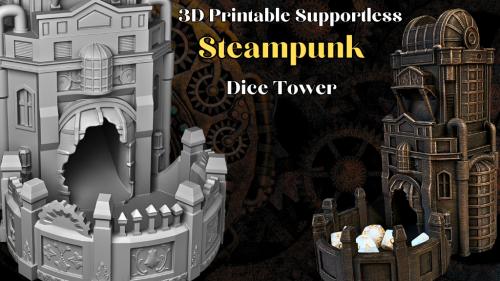 Steampunk 3D Printable Dice Tower Supportfree STL #3