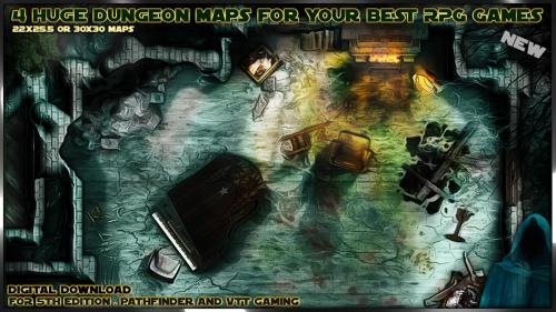 4 Huge Dungeon map for 5th Edition and Pathfinder RPG S