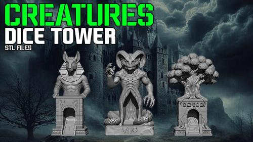 CREATURES DICE TOWERS - STL FILES - 3D PRINTABLE