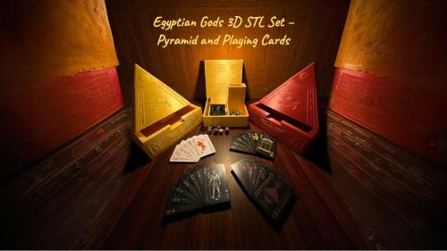 Egyptian Gods 3D STL Set – Pyramid and Playing Cards