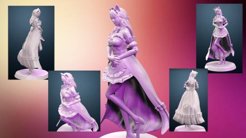 Kitty Maiden - Miniatures for Tabletop RPG - STL files