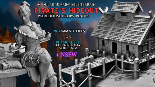 Pirate s Hideout: modular warehouse terrain & pinups STL