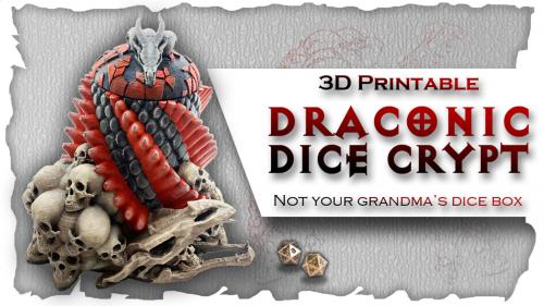 Draconic Dice Crypt: 3D Printable Dice Box & Drink Holder