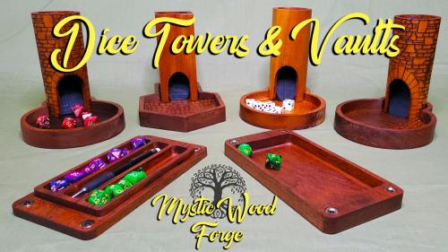 Round Dice Tower + Custom Dice Vaults by Mystic Wood Forge